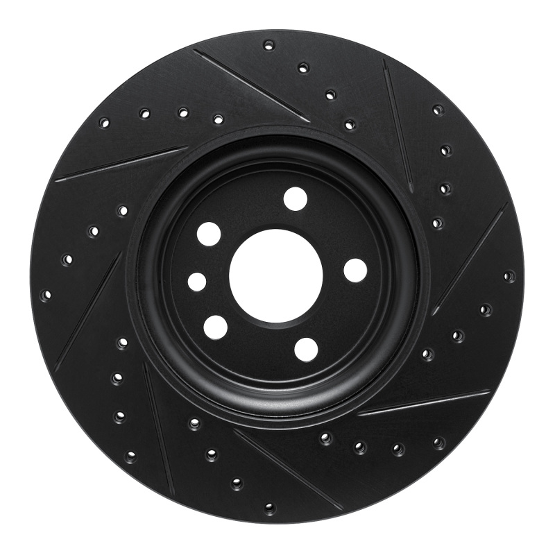 Jaguar F-Pace Brake Rotor (1) - Front Left - R1 Concepts - Drilled & Slotted - Black - `17-`19